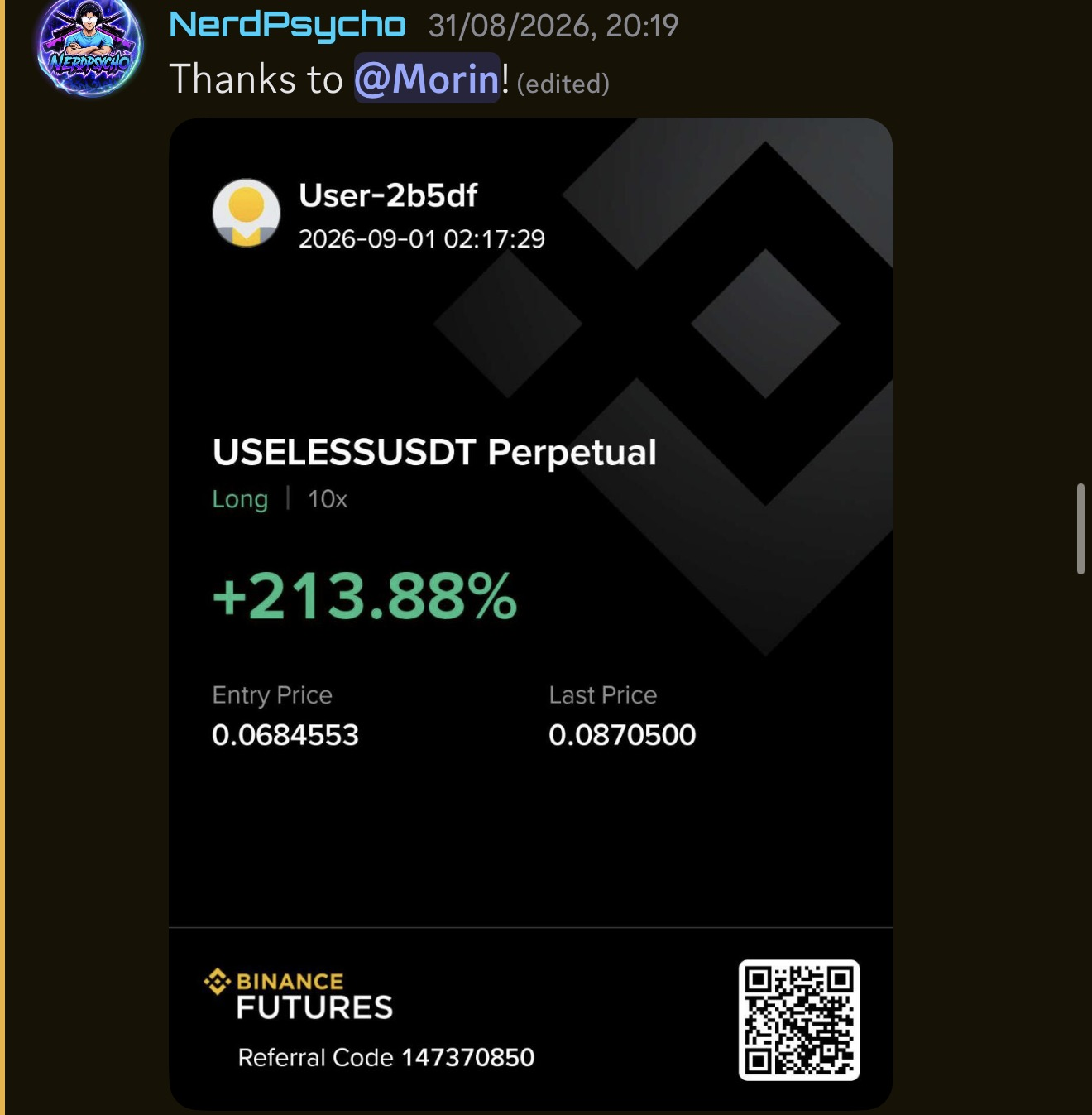 NerdPsycho’s original trading results submission