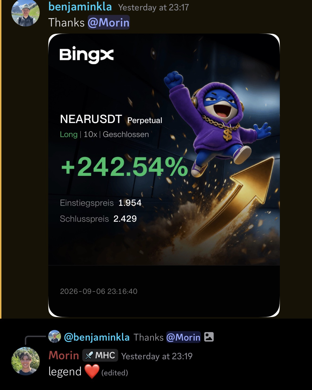 benjaminkla’s original trading results submission