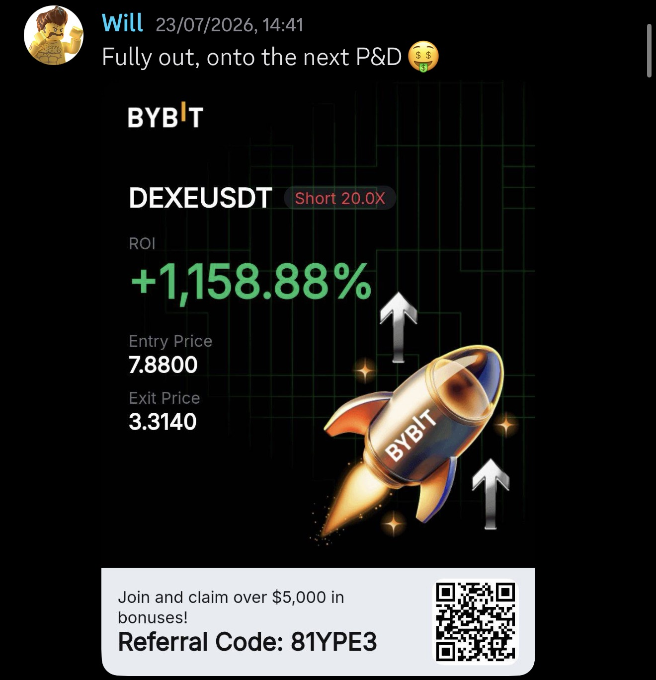Will’s original trading results submission