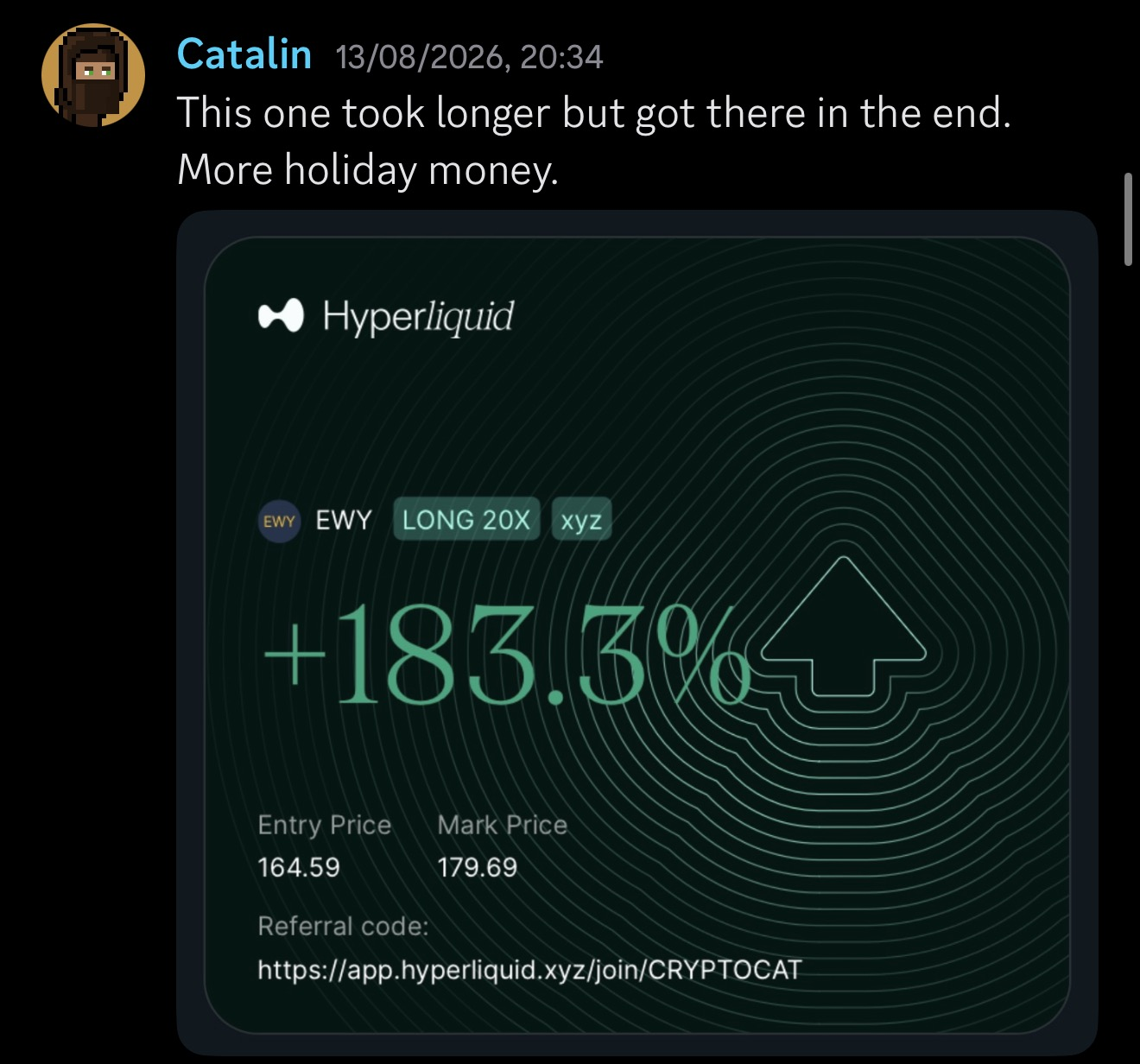 Catalin’s original trading results submission