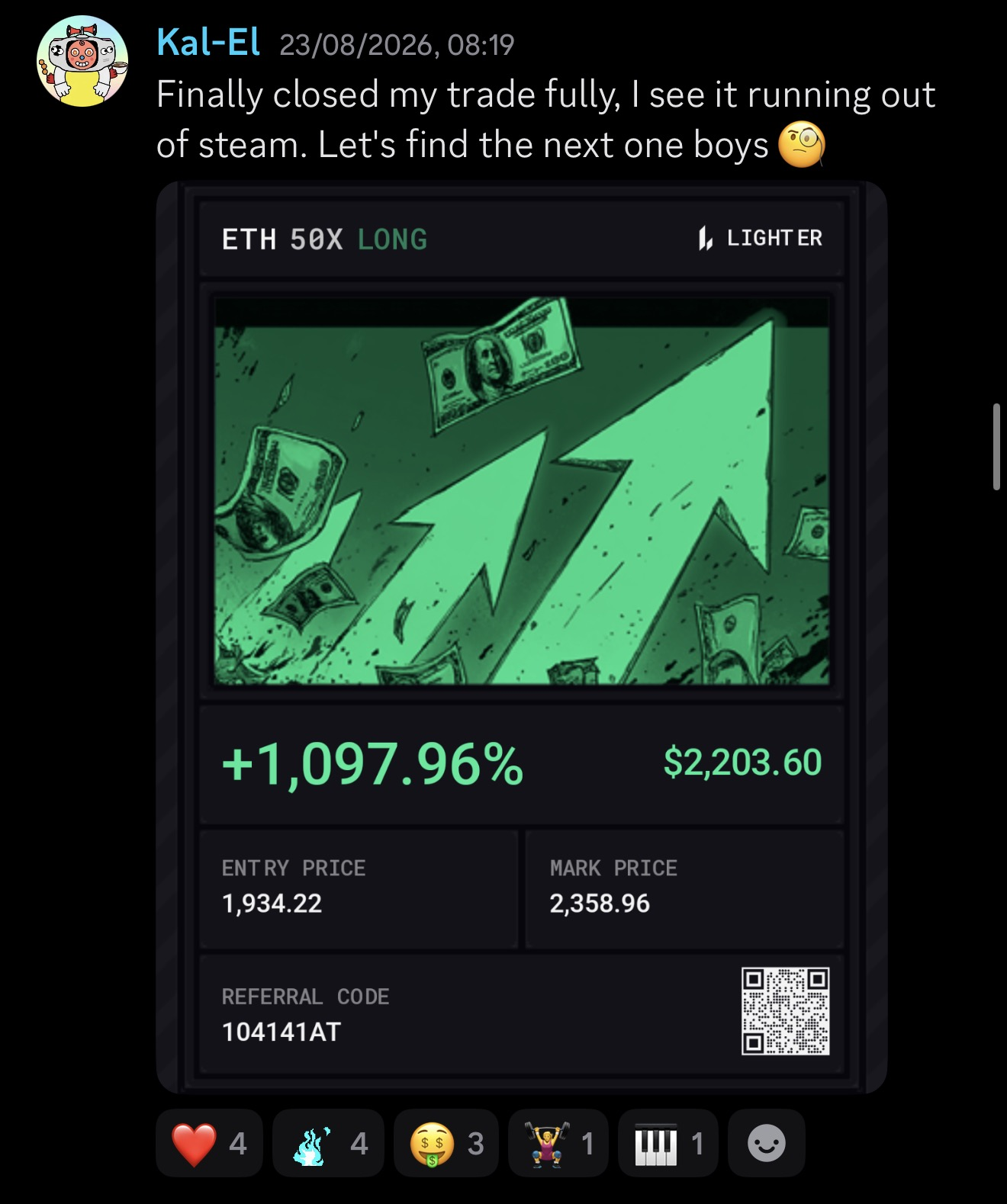 Kal-El’s original trading results submission